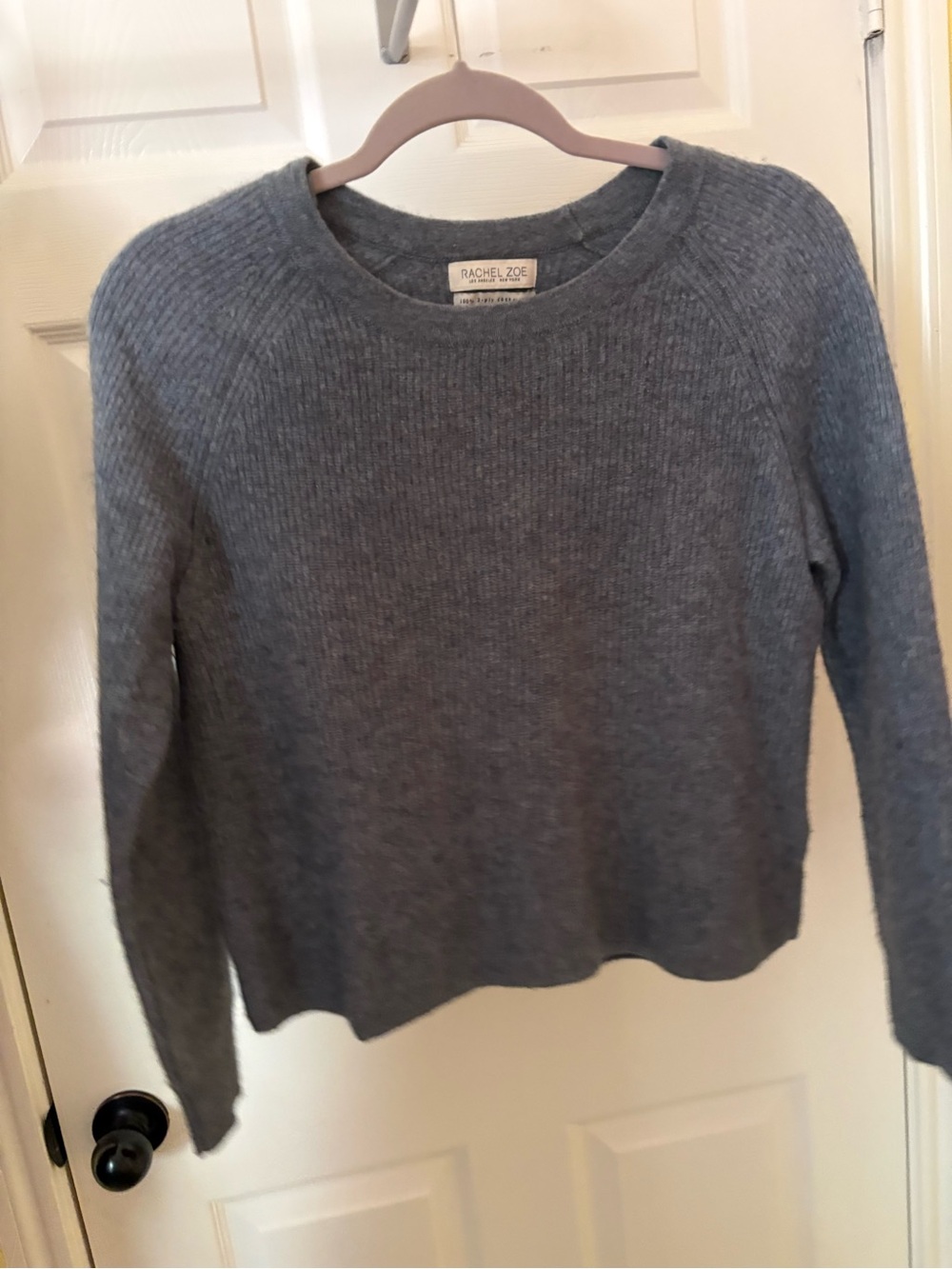 Rachel Zoe Heather Gray Ribbed Crewneck Sweater